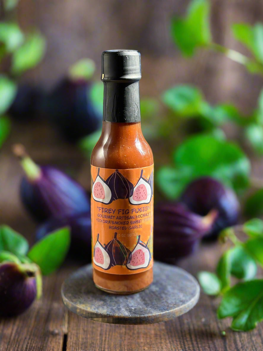 "FIREY FIG FUSION" GOURMET HOT SAUCE  Hickory Smoked Sweet Figs & Garlic